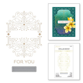 Four Petal Scroll Label Glimmer Hot Foil Plate & Die Set - DISCONTINUED