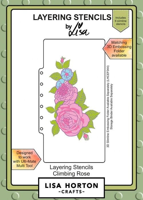 Climbing Rose - Slimline Lisa Horton 3D Embossing Folder with die OR L ...