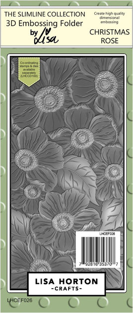 Christmas Rose - Slimline Lisa Horton 3D Embossing Folder