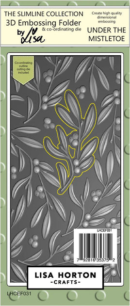 Under The Mistletoe - Slimline Lisa Horton 3D Embossing Folder with die