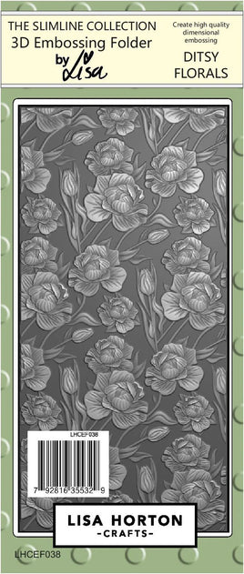 Ditsy Florals - Slimline Lisa Horton 3D Embossing Folder