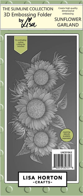 Sunflower Garland - Slimline Lisa Horton 3D Embossing Folder with die