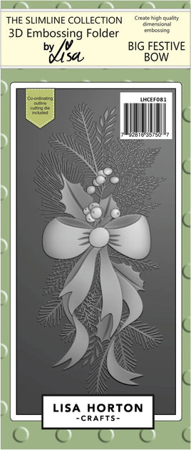 Big Festive Bow - Slimline Lisa Horton 3D Embossing Folder with die