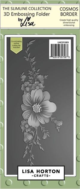 Cosmos Border - Slimline Lisa Horton 3D Embossing Folder with die