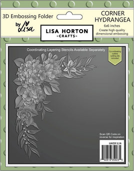 Corner Hydrangea - 6x6 Lisa Horton 3D Embossing Folder with Die