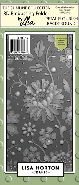 Petal Flourish Background - Slimline Lisa Horton 3D Embossing Folder