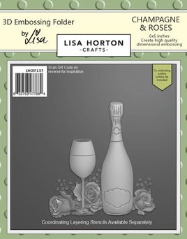 Champagne & Roses - 6x6 Lisa Horton 3D Embossing Folder with Die