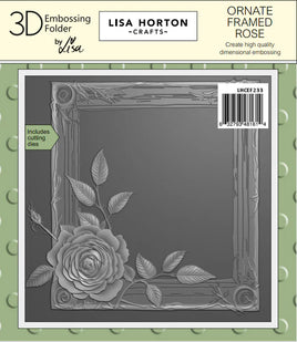 Ornate Framed Rose - 6x6 Lisa Horton 3D Embossing Folder with Die