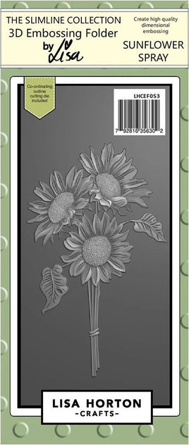 Sunflower Spray - Slimline Lisa Horton 3D Embossing Folder with die