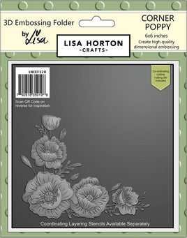 Corner Poppy - 6x6 Lisa Horton 3D Embossing Folder with Die