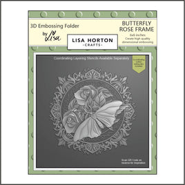 Butterfly Rose Frame - 6x6 Lisa Horton 3D Embossing Folder with Die