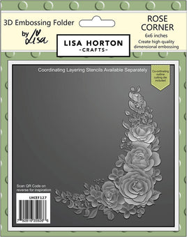 Rose Corner - 6x6 Lisa Horton 3D Embossing Folder with Die