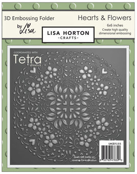 Hearts & Flowers - 6x6 Lisa Horton 3D Embossing Folder