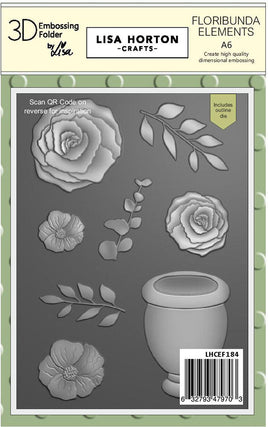 Floribunda Elements - A6 Lisa Horton 3D Embossing Folder with die